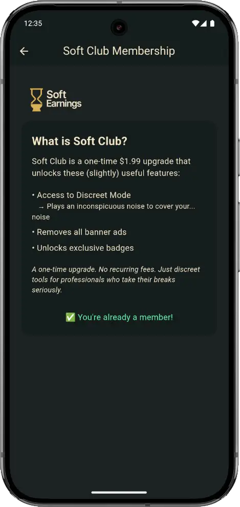 Soft Earnings app - Soft Club in-app product